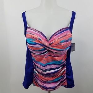 Liz Claiborne tankini top plus size 18W ruched